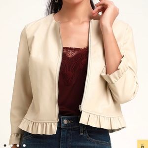 LULUS - Cream Leather Jacket